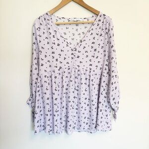 NWOT The Nines by Hatch Purple Smocked Long Sleeve Blouse - XS